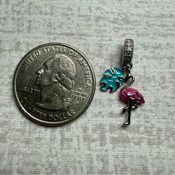 NWT S925 Tropical Flamingo Charm With CZ Accents🦩 Fits Pandora & DIY Jewelry - Picture 5 of 5
